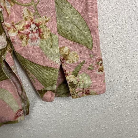 Painted Pony 100% Linen Jacket Shacket Womens Size S Small Pink Floral Vintage - Picture 4 of 6